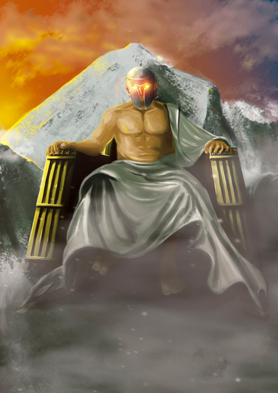 God Cronos character Illustration for a phisical card game